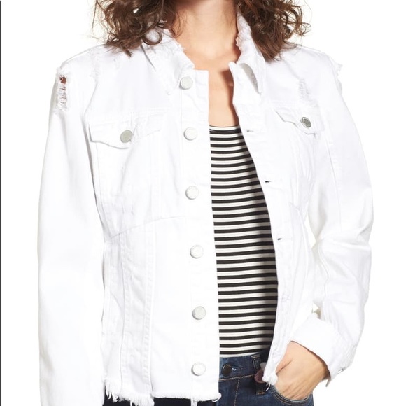 distressed white denim jacket